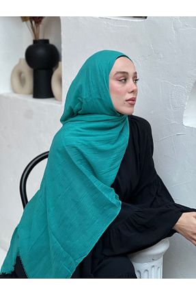شال فیروزه ای زنانه پنبه ای Modakaşmir - کد 895901840