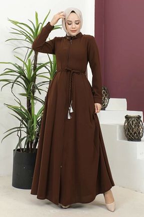 کلاه و ابایا قهوه ای زنانه پنبه پلی استر Nevayla Moda - کد 866654279