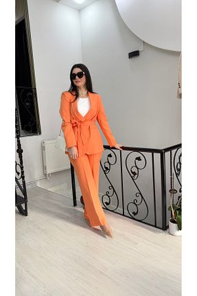 ست بالاتنه و پائین تنه نارنجی زنانه بافتنی hot fashions - کد 892854616