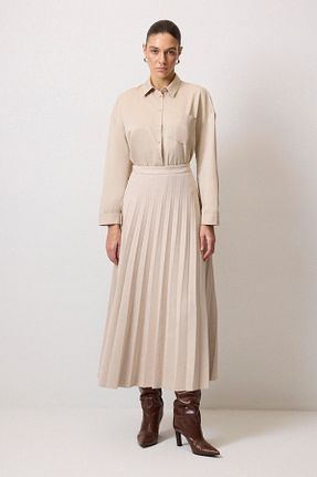 دامن حجاب بژ زنانه نیمه فیت Touche Prive - کد 895932173