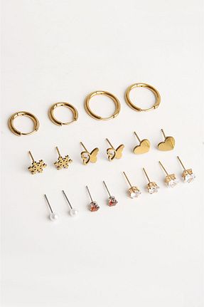 گوشواره استیل (فولاد) طلائی مردانه استیل ضد زنگ MakeWell - کد 859969729