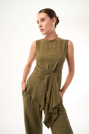 بلوز خاکی زنانه ساده MZL - کد 896001166