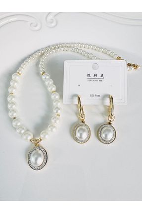 ست جواهر سفید زنانه استیل ضد زنگ DEVİ fashion - کد 896012050