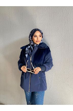 کاپشن سرمه ای زنانه Fitted Minel - کد 897227931