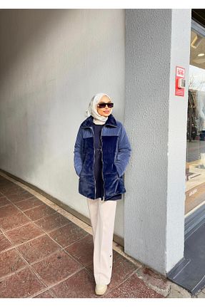 کاپشن سرمه ای زنانه Fitted Minel - کد 897237340