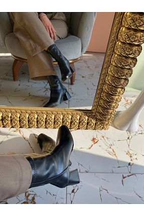 بوت / نیم بوت مشکی زنانه پاشنه ضخیم CHERİE - کد 896027941