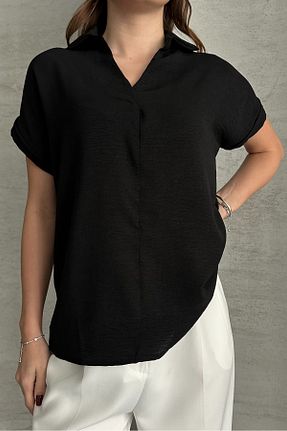 پیراهن مشکی زنانه یقه پیراهنی macharel jeans - کد 896026804