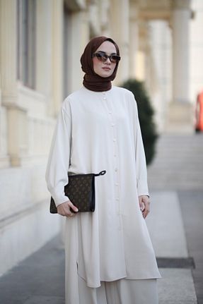 ست بالاتنه و پائین تنه حجاب بژ زنانه Relaxed NS Moda - کد 896044293