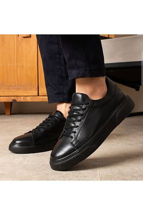 کفش اسنیکر مشکی مردانه چرم اصل Luccashoes - کد 896054570