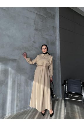 لباس حجاب بژ زنانه رگولار ENSA TESETTUR - کد 896043535