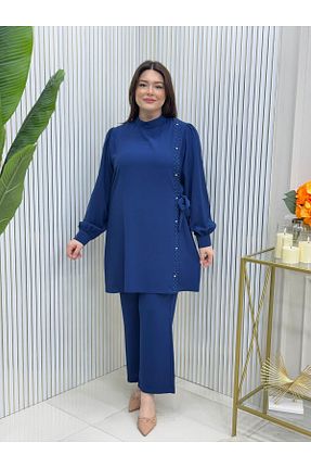 ست بالاتنه و پائین تنه حجاب سرمه ای زنانه سایز بزرگ GK - کد 896057134