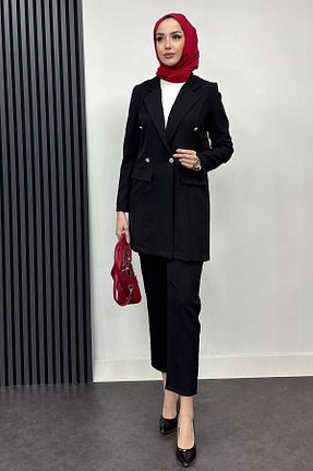 ست بالاتنه و پائین تنه مشکی زنانه بافتنی Tesettür Diyarı - کد 896063044