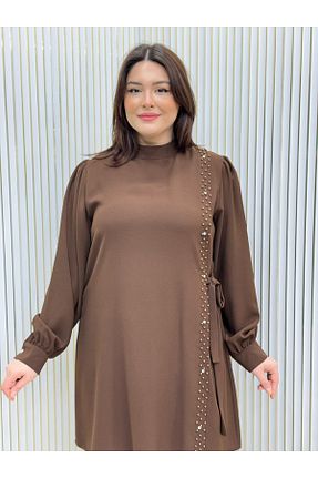 ست بالاتنه و پائین تنه حجاب قهوه ای زنانه سایز بزرگ GK - کد 896057142