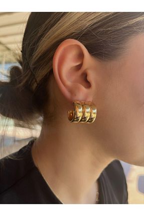 گوشواره استیل (فولاد) طلائی زنانه استیل (فولاد) Yıldız Accessory - کد 765950018