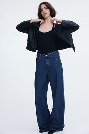 شلوار جین آبی زنانه پاچه گشاد H&M - کد 896074158