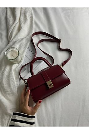 کیف دوشی زرشکی زنانه چرم مصنوعی NBİBAGS - کد 896074720
