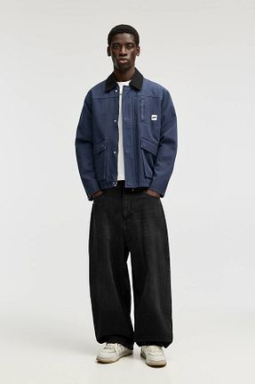 شلوار جین مشکی مردانه پاچه گشاد Pull & Bear - کد 896092915
