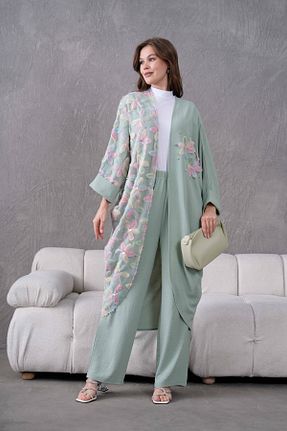 ست بالاتنه و پائین تنه سبز زنانه بافتنی Miss Allos - کد 896090062