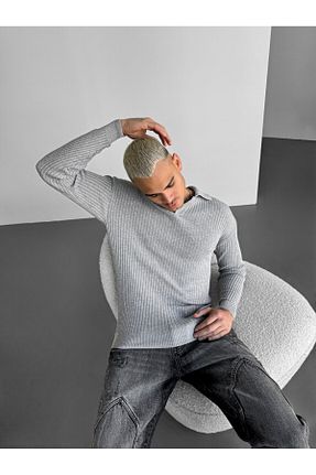 پلیور طوسی مردانه ساده elkumoda - کد 896083775