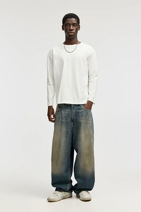 شلوار جین آبی مردانه پاچه گشاد Pull & Bear - کد 896095320