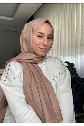 شال قهوه ای زنانه پنبه ای İpekhan - کد 896145874