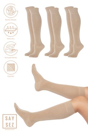 جوراب بژ زنانه بامبو SAYSEZ - کد 896137838