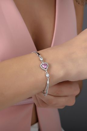 دستبند نقره صورتی زنانه 925 عیار SARIASLAN - کد 896150008