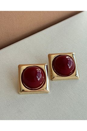 گوشواره جواهر زرشکی سنگ طبیعی RiRi Store - کد 896166717