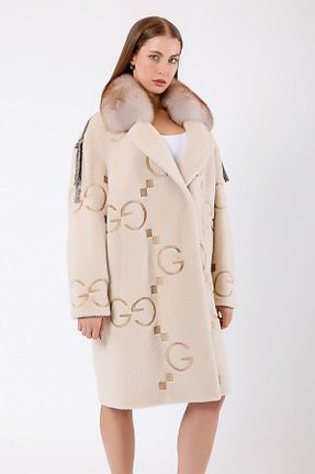پالتو پشمی بژ زنانه رگولار Leather Club - کد 897427300