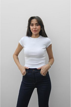 تیشرت سفید زنانه رگولار Havoş - کد 896214673