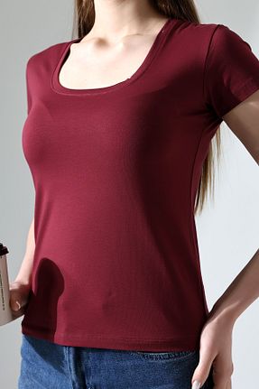 تیشرت زرشکی زنانه اورسایز Endies - کد 896255461