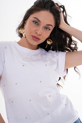 تیشرت سفید زنانه اورسایز Şimal - کد 896255185