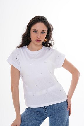 تیشرت سفید زنانه اورسایز Şimal - کد 896255185