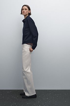 شلوار سفید زنانه پنبه ای Massimo Dutti - کد 893580206