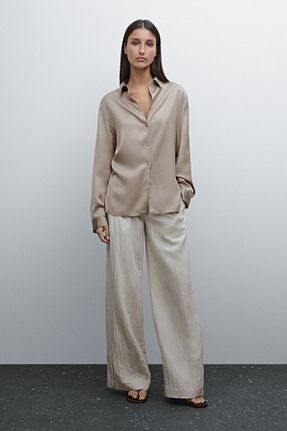 شلوار بژ زنانه ویسکون Massimo Dutti - کد 892588513