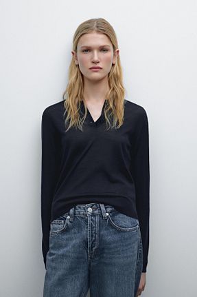پلیور سرمه ای زنانه ساده Massimo Dutti - کد 888659316
