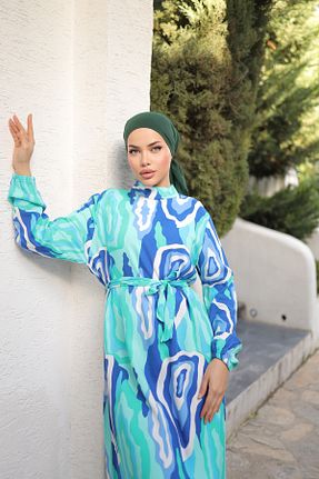لباس حجاب آبی زنانه اورسایز Zaure - کد 896264057