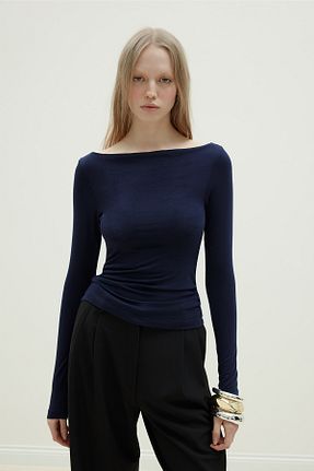 بلوز سرمه ای زنانه ساده Suud Collection - کد 896297429
