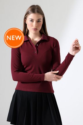 بلوز زرشکی زنانه ساده Şiir - کد 896268354
