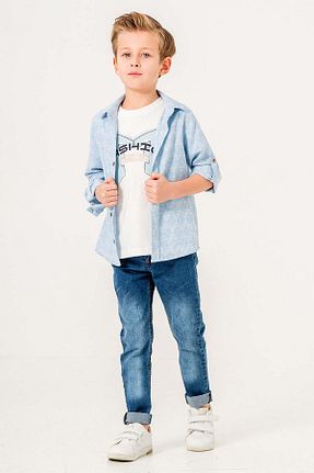 ست بالاتنه و پائین تنه آبی بچه گانه بافتنی Gold Class Kidswear - کد 897486846