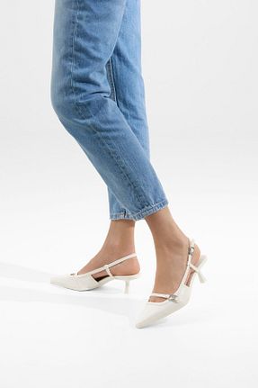 کفش پاشنه بلند کلاسیک سفید زنانه پلی اورتان Bershka - کد 896037280