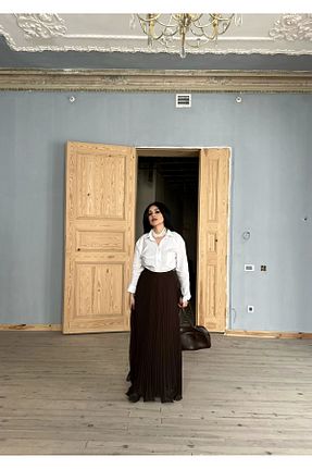 دامن قهوه ای زنانه ساده moneta boutique - کد 896283093