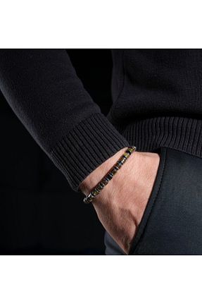 دستبند جواهر قهوه ای مردانه سنگ طبیعی PAMİRA STORM - کد 896278850