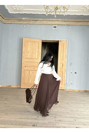 دامن قهوه ای زنانه ساده moneta boutique - کد 896283093