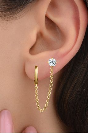 گوشواره نقره طلائی زنانه 925 عیار jelux silver - کد 790409950