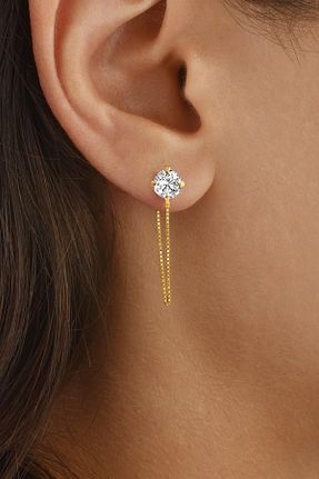 گوشواره نقره طلائی زنانه 925 عیار jelux silver - کد 762253585