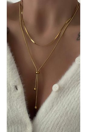 گردنبند استیل ( فولاد ) طلائی استیل (فولاد) Vi store - کد 896331422