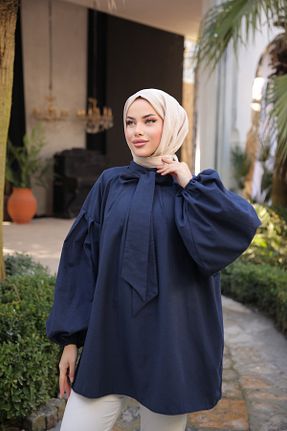 تونیک حجاب سرمه ای زنانه پنبه ای Nergis Neva Butik - کد 855675931