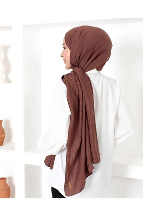 شال قهوه ای زنانه پنبه ای nacar çarşı - کد 896347188