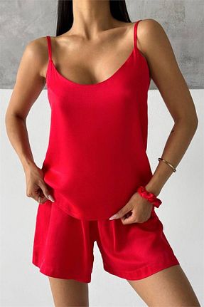ست لباس راحتی قرمز زنانه ساده COCCOLARSI - کد 841741332